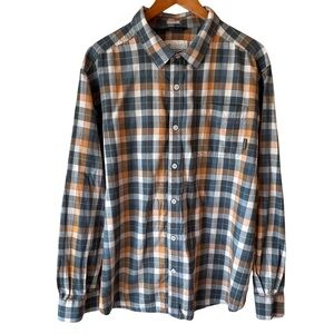 Columbia Shirt Plaid Hardy Ridge Long Sleeve Regular Fit Blue Orange XL 1707631